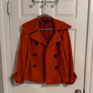 French Connection Vibrant Orange Short Pea Coat